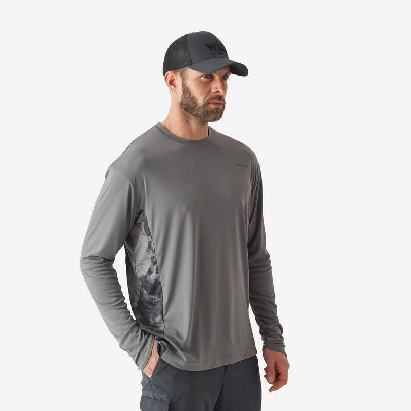 Tee-shirt De Pêche Anti-UV 500 Gris 4 Tee-shirt De Pêche Anti-UV 500 Gris – Image 2